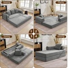 Korser Convertible Sofa Bed, Chenille Folding Boneless Couch with Cylindrical Pillows, Modern Loveseat Sofa with Fixed-Shape Frame, Futon Couch Sleeper Sofa for Living Room, Apartment, Bedroom | Black(Grey)