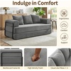 Korser Convertible Sofa Bed, Chenille Folding Boneless Couch with Cylindrical Pillows, Modern Loveseat Sofa with Fixed-Shape Frame, Futon Couch Sleeper Sofa for Living Room, Apartment, Bedroom | Black(Grey)