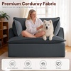 Korser Corduroy Boneless Couch, Oversized Chaise Lounge Chair Indoor, Upholstered Boneless Sofa Bed with Pillows & Side Pockets, Cloud Couches Bed for Living Room, No Assembly Required, Beige(Darkgrey)