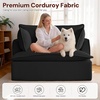 Korser Corduroy Boneless Couch, Oversized Chaise Lounge Chair Indoor, Upholstered Boneless Sofa Bed with Pillows & Side Pockets, Cloud Couches Bed for Living Room, No Assembly Required, Beige(Black)