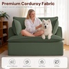 Korser Corduroy Boneless Couch, Oversized Chaise Lounge Chair Indoor, Upholstered Boneless Sofa Bed with Pillows & Side Pockets, Cloud Couches Bed for Living Room, No Assembly Required, Beige(Green)