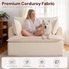 Korser Corduroy Boneless Couch, Oversized Chaise Lounge Chair Indoor, Upholstered Boneless Sofa Bed with Pillows & Side Pockets, Cloud Couches Bed for Living Room, No Assembly Required, Beige(Beige)