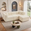 Korser 100″ L-Shaped Boneless Couches with Chaise, Modular Sectional Sofa with Deep Seat, Cloud Sectional Couch for Living Room Bedroom, No Assembly Required, Side Pockets, Memory Foam, Grey(Beige)