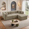 Korser 100″ L-Shaped Boneless Couches with Chaise, Modular Sectional Sofa with Deep Seat, Cloud Sectional Couch for Living Room Bedroom, No Assembly Required, Side Pockets, Memory Foam, Grey(Camel)