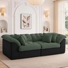 Korser 104″ Loveseat Sofa, Cloud Boneless Couches for Living Room, Oversized Modular Sectional Sofa with Deep Seats, Comfy 2 Seater Sofa Bed with 4 Pillows, Cut Pile Fabric – Beige & Black(Green & Black)