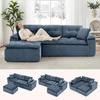 Korser 110″ Cloud Sectional Couch with Ottoman, Modern Modular Sectional Sofa with Deep Seat, Upholstered Boneless Couch for Living Room, L Shaped Sofa with Layered Cushion (Beige, No Assembly)(Blue)