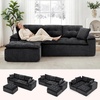 Korser 110″ Cloud Sectional Couch with Ottoman, Modern Modular Sectional Sofa with Deep Seat, Upholstered Boneless Couch for Living Room, L Shaped Sofa with Layered Cushion (Beige, No Assembly)(Black)