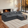 Korser 110″ Cloud Sectional Couches for Living Room, Modern Modular Sectional Sofa with Ottoman, Boneless Cloud Couch with Comfy Deep Seats, Fluffy Chenille L-Shape Sofa Couch for Living Room, Black(Darkgrey)