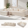 image:imageKorser 110 LShaped Modular Sectional Sofa with Chaise Boneless Comfy Corduroy Fluffy Couch with Deep Seat and Side Pockets Flexible Module Combination for Living Room No Assembly Side PocketsLvory