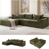 image:imageKorser 110 LShaped Modular Sectional Sofa with Chaise Boneless Comfy Corduroy Fluffy Couch with Deep Seat and Side Pockets Flexible Module Combination for Living Room No Assembly Side PocketsPeacock Green