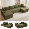 Korser 133″ Oversized Modular Sectional Sofa, U-Shaped Boneless Couch with Double Chaise, Comfy Corduroy Cloud Couch Sectional, Deep Seat Sectional Couches for Living Room, No Assembly Required, Black(Green)