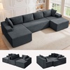 Korser 133″ Oversized Modular Sectional Sofa, U-Shaped Boneless Couch with Double Chaise, Comfy Corduroy Cloud Couch Sectional, Deep Seat Sectional Couches for Living Room, No Assembly Required, Black(Grey)
