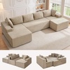 Korser 133″ Oversized Modular Sectional Sofa, U-Shaped Boneless Couch with Double Chaise, Comfy Corduroy Cloud Couch Sectional, Deep Seat Sectional Couches for Living Room, No Assembly Required, Black(Khaki)