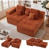 Korser 91″ Cloud Sectional Couches for Living Room, Convertible L-Shape Boneless Couch with Ottoman, Comfy Modular Sectional Sofa, Deep Seat Sofa with Throw Pillows for Living Room, Corduroy, Black(Orange)
