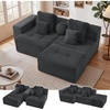 Korser 91″ Cloud Sectional Couches for Living Room, Convertible L-Shape Boneless Couch with Ottoman, Comfy Modular Sectional Sofa, Deep Seat Sofa with Throw Pillows for Living Room, Corduroy, Black(Grey)