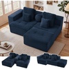 Korser 91″ Cloud Sectional Couches for Living Room, Convertible L-Shape Boneless Couch with Ottoman, Comfy Modular Sectional Sofa, Deep Seat Sofa with Throw Pillows for Living Room, Corduroy, Black(Blue)