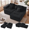 Korser 91″ Cloud Sectional Couches for Living Room, Convertible L-Shape Boneless Couch with Ottoman, Comfy Modular Sectional Sofa, Deep Seat Sofa with Throw Pillows for Living Room, Corduroy, Black(Black)