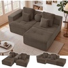 Korser 91″ Cloud Sectional Couches for Living Room, Convertible L-Shape Boneless Couch with Ottoman, Comfy Modular Sectional Sofa, Deep Seat Sofa with Throw Pillows for Living Room, Corduroy, Black(Brown)