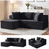Korser Cloud Modular Sectional Sofa with L-Shaped, Boneless Couches for Living Room, Fluffy Comfy Corduroy Deep Seat with Ottoman, Bedroom, Apartment, No Assembly Required(Black)