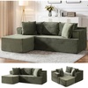 Korser Cloud Modular Sectional Sofa with L-Shaped, Boneless Couches for Living Room, Fluffy Comfy Corduroy Deep Seat with Ottoman, Bedroom, Apartment, No Assembly Required(Green-1)