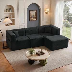 Korser 100″ L-Shaped Boneless Couches with Chaise, Modular Sectional Sofa with Deep Seat, Cloud Sectional Couch for Living Room Bedroom, No Assembly Required, Side Pockets, Memory Foam, Grey(Black)