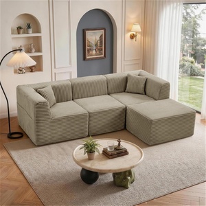Korser 100″ L-Shaped Boneless Couches with Chaise, Modular Sectional Sofa with Deep Seat, Cloud Sectional Couch for Living Room Bedroom, No Assembly Required, Side Pockets, Memory Foam, Grey(Camel)