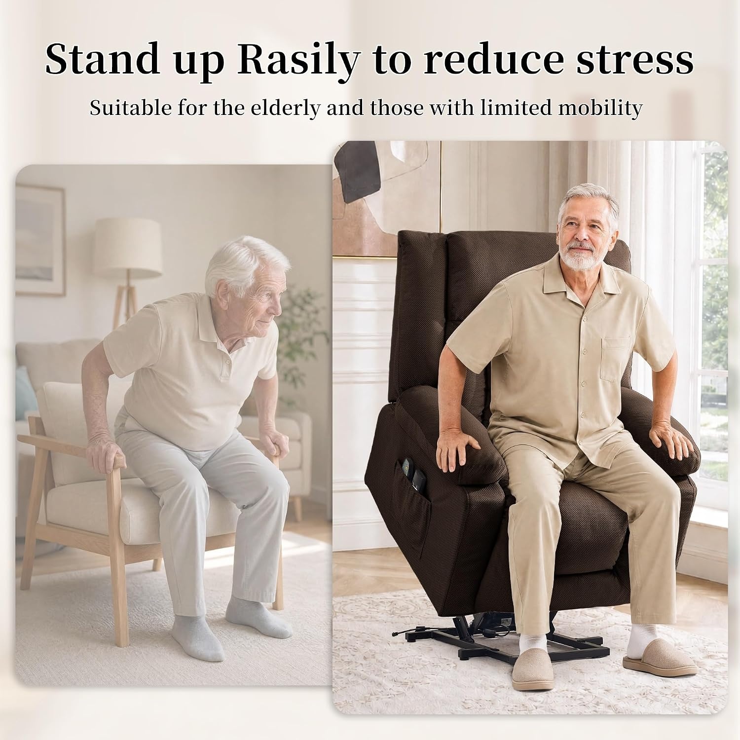 image:imageKorser Dual Motor Power Lift Recliner Chair for Elderly with Massage and Heat Oversized Electric Recliner with Side Pockets Living Room Waffle GreyBrown