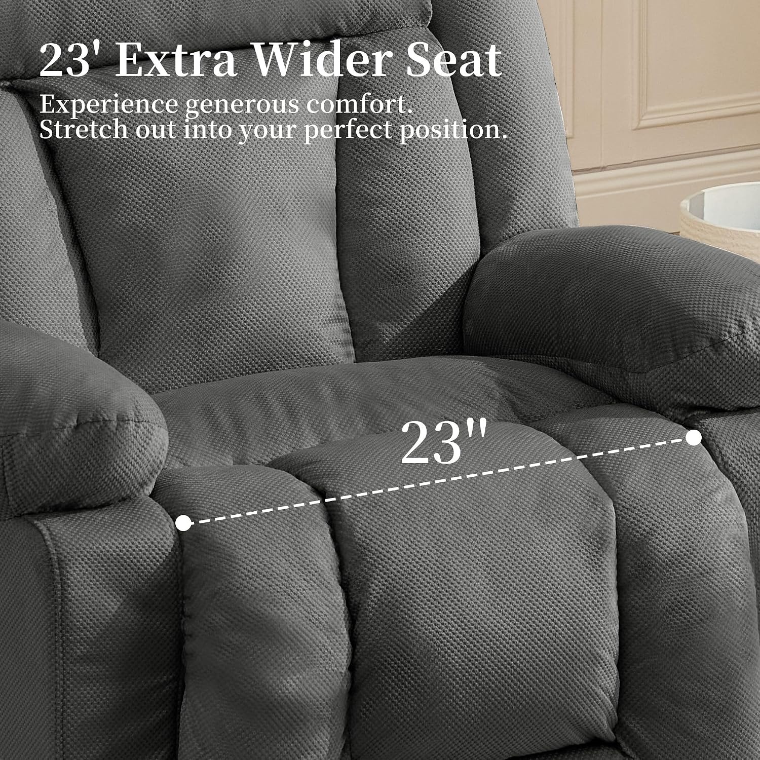 image:imageKorser Dual Motor Power Lift Recliner Chair for Elderly with Massage and Heat Oversized Electric Recliner with Side Pockets Living Room Waffle GreyGrey1