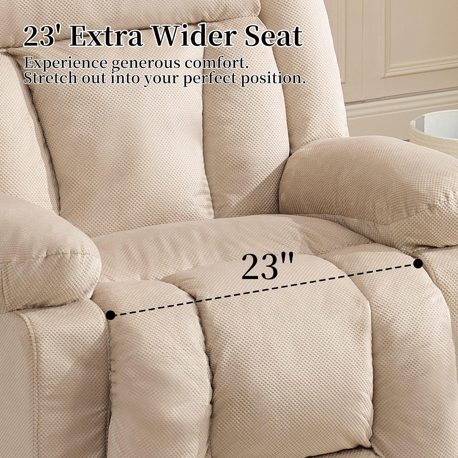image:imageKorser Dual Motor Power Lift Recliner Chair for Elderly with Massage and Heat Oversized Electric Recliner with Side Pockets Living Room Waffle GreyKhaki