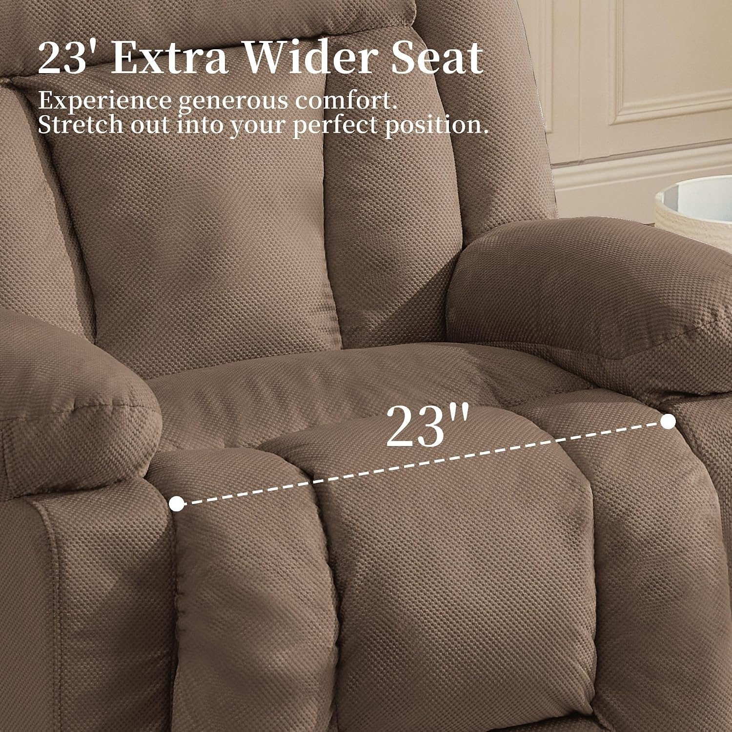 image:imageKorser Dual Motor Power Lift Recliner Chair for Elderly with Massage and Heat Oversized Electric Recliner with Side Pockets Living Room Waffle GreyLightbrown