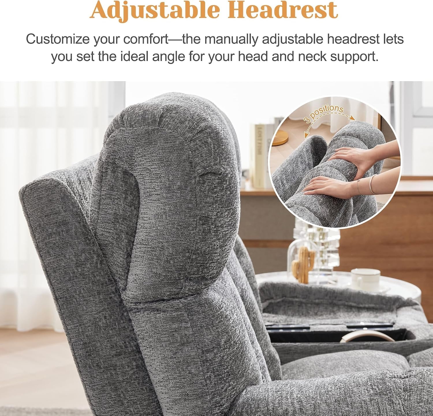 image:imageKorser Oversized Dual Motor Power Lift Recliner Chair for Elderly with Massage amp Heat Extra Wide Lift Chair with Adjustable Headrest Electric Recliner with Storebox Cupholder USB Type C Grey