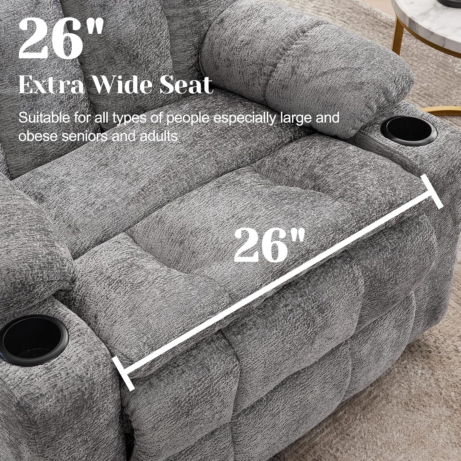 image:imageKorser Oversized Dual Motor Power Lift Recliner Chair for Elderly with Massage amp Heat Extra Wide Lift Chair with Adjustable Headrest Electric Recliner with Storebox Cupholder USB Type C Grey