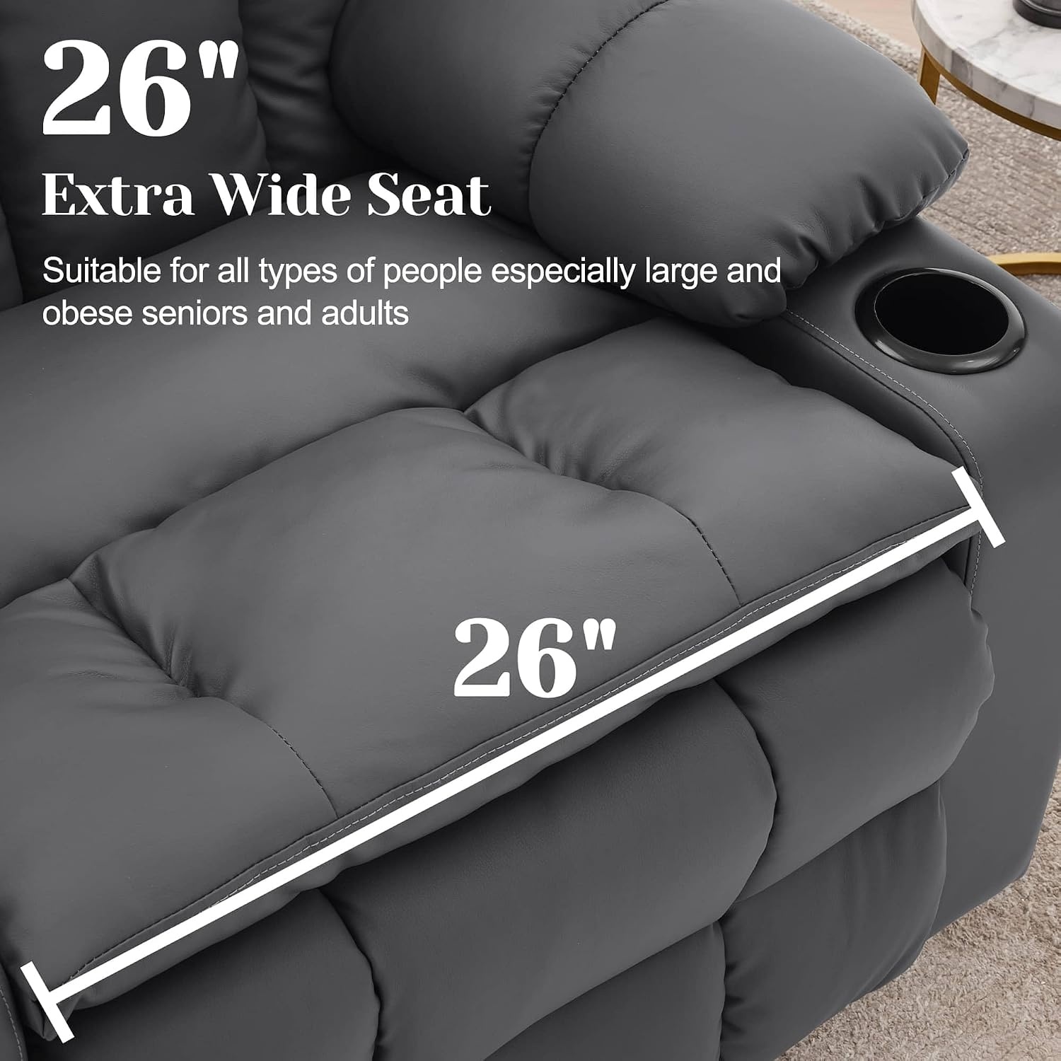 image:imageKorser Oversized Dual Motor Power Lift Recliner for Elderly with Massage and Heat Extra Wide Electric Recliner with Adjustable Headrest Lift Chair with Storebox Cupholder USB Ports Type C BlackClassic Grey