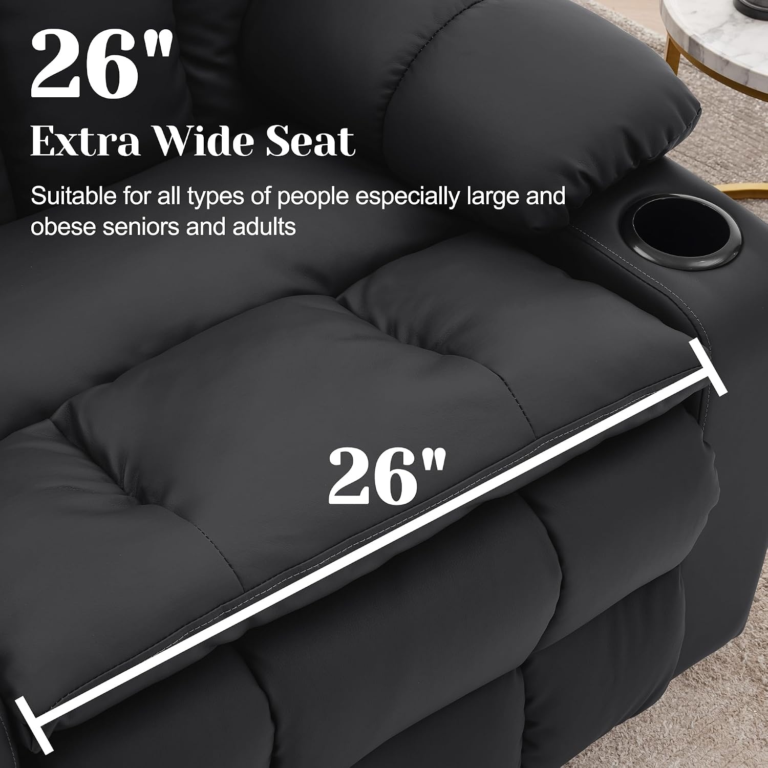 image:imageKorser Oversized Dual Motor Power Lift Recliner for Elderly with Massage and Heat Extra Wide Electric Recliner with Adjustable Headrest Lift Chair with Storebox Cupholder USB Ports Type C BlackBlack