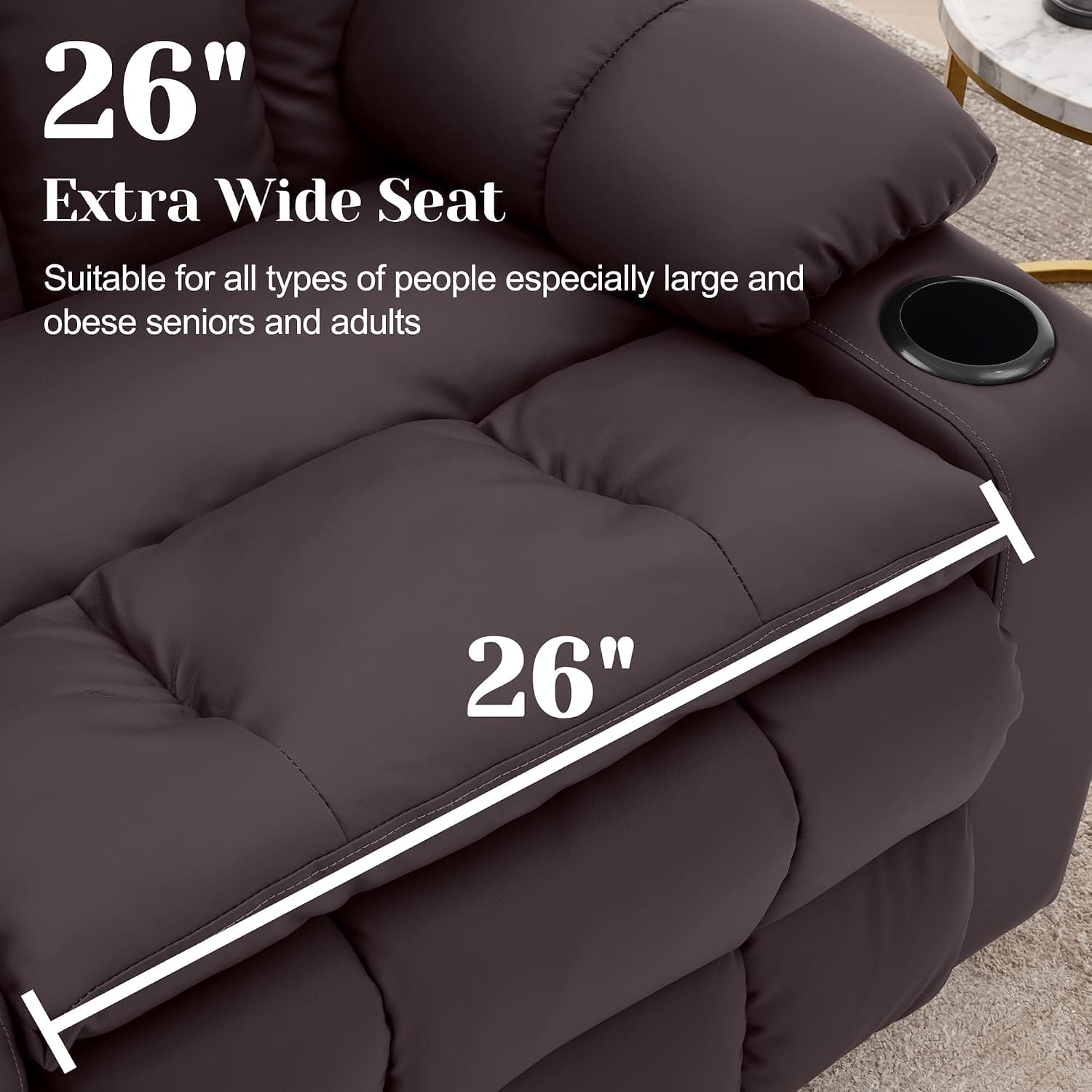 image:imageKorser Oversized Dual Motor Power Lift Recliner for Elderly with Massage and Heat Extra Wide Electric Recliner with Adjustable Headrest Lift Chair with Storebox Cupholder USB Ports Type C BlackBrown