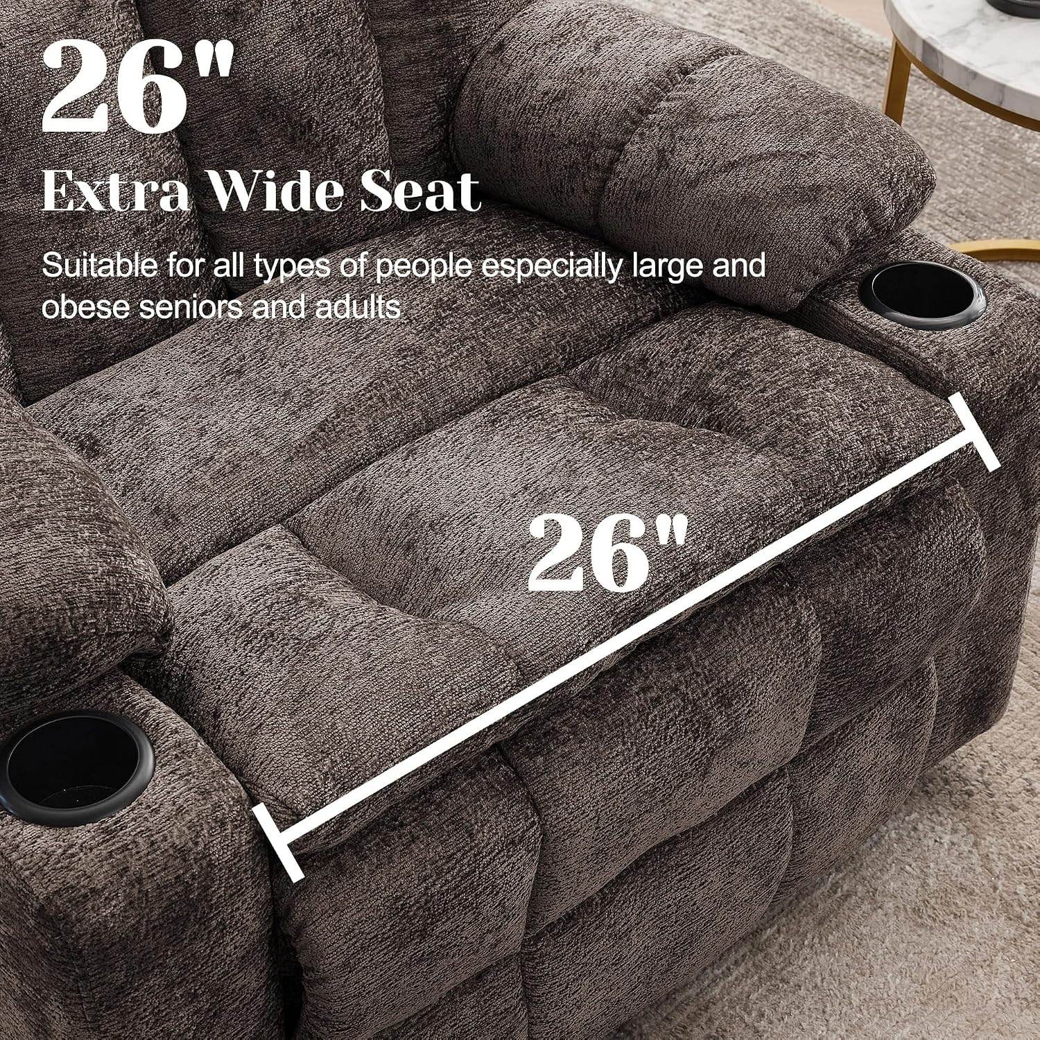 image:imageKorser Oversized Dual Motor Power Lift Recliner for Elderly with Massage and Heat Extra Wide Electric Recliner with Adjustable Headrest Lift Chair with Storebox Cupholder USB Ports Type C BlackBrown