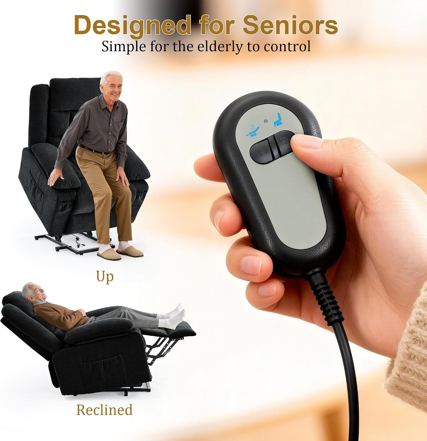 image:imageKorser Power Lift Recliner Chair Electric Lift Recliner for Elderly with Heat and Massage Recliner Single Sofa with Infinite Position Electric Lift Chair for Living Room Bedroom BlackBlack