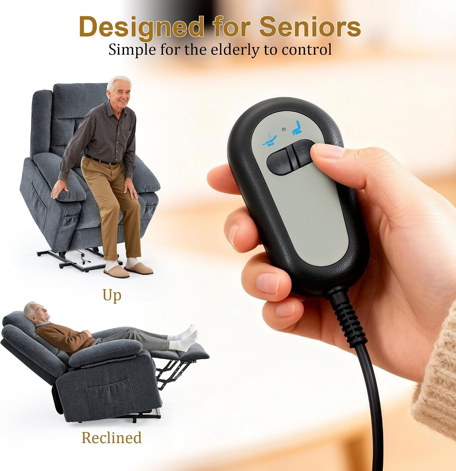 image:imageKorser Power Lift Recliner Chair Electric Lift Recliner for Elderly with Heat and Massage Recliner Single Sofa with Infinite Position Electric Lift Chair for Living Room Bedroom BlackDark Grey