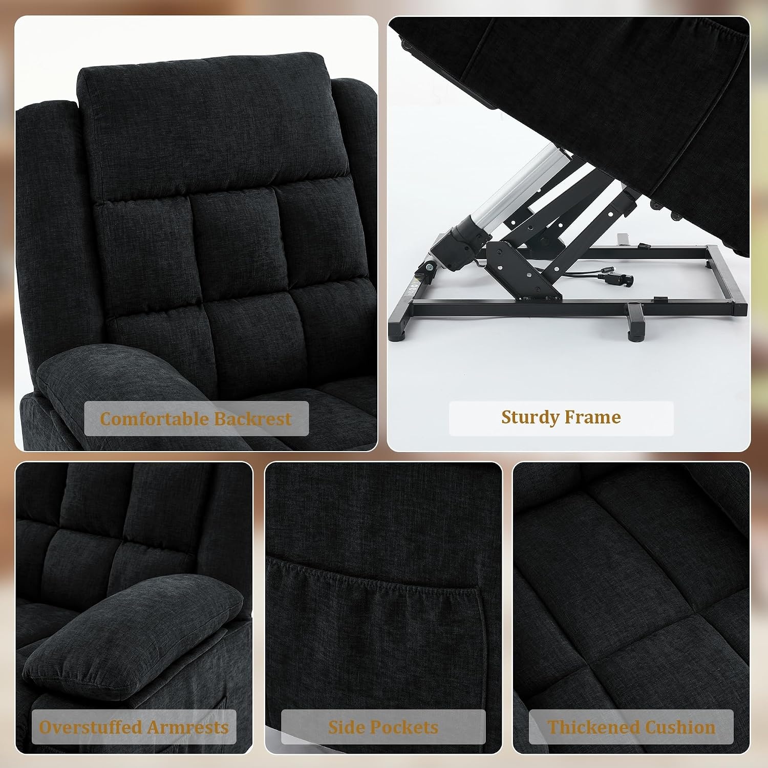 image:imageKorser Power Lift Recliner Chair Electric Lift Recliner for Elderly with Heat and Massage Recliner Single Sofa with Infinite Position Electric Lift Chair for Living Room Bedroom BlackBlack