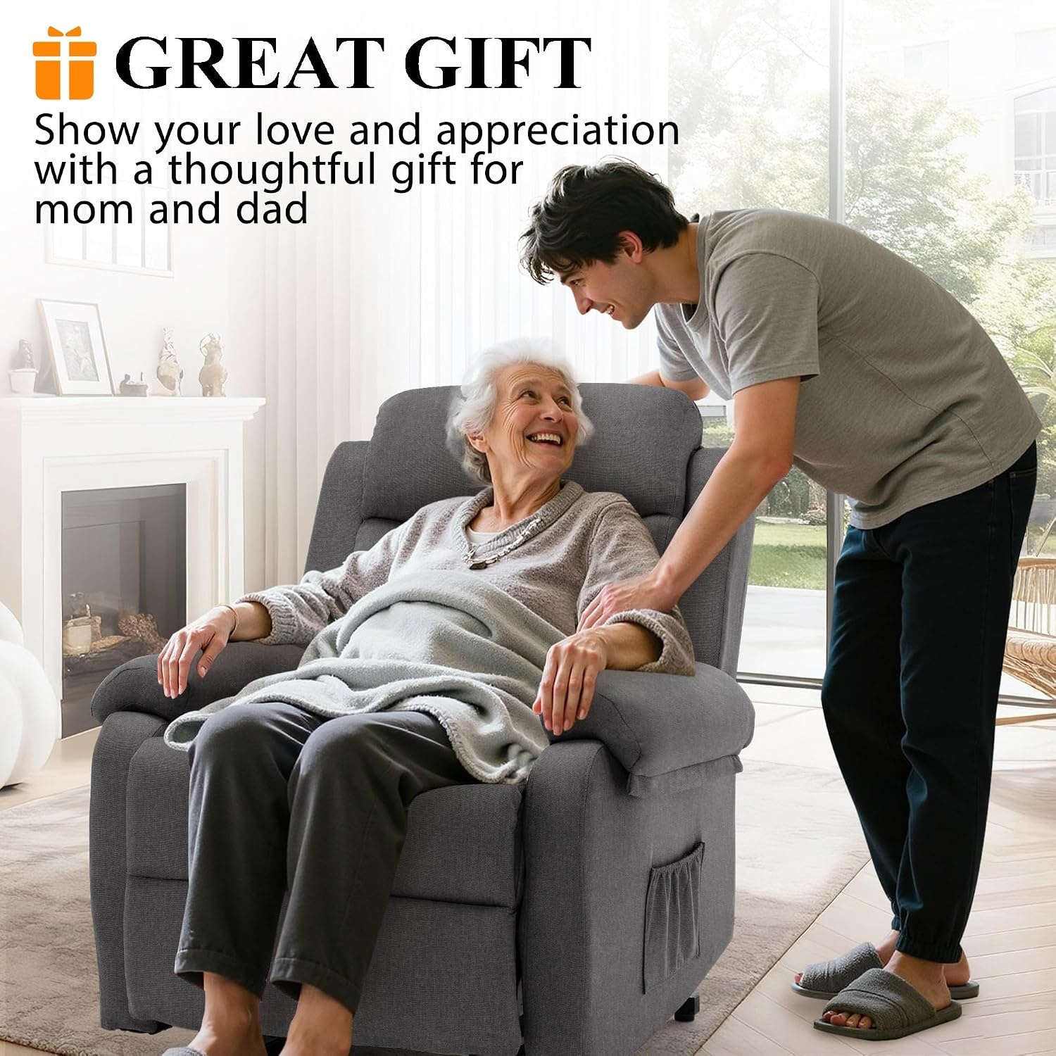 image:imageKorser Power Lift Recliner Chair for Elderly Electric Lift Chair for Adults Small Recliner with Side Pockets for Living Room Reading Room Recliner Saves Your Favorite Position DarkgreyDarkgrey