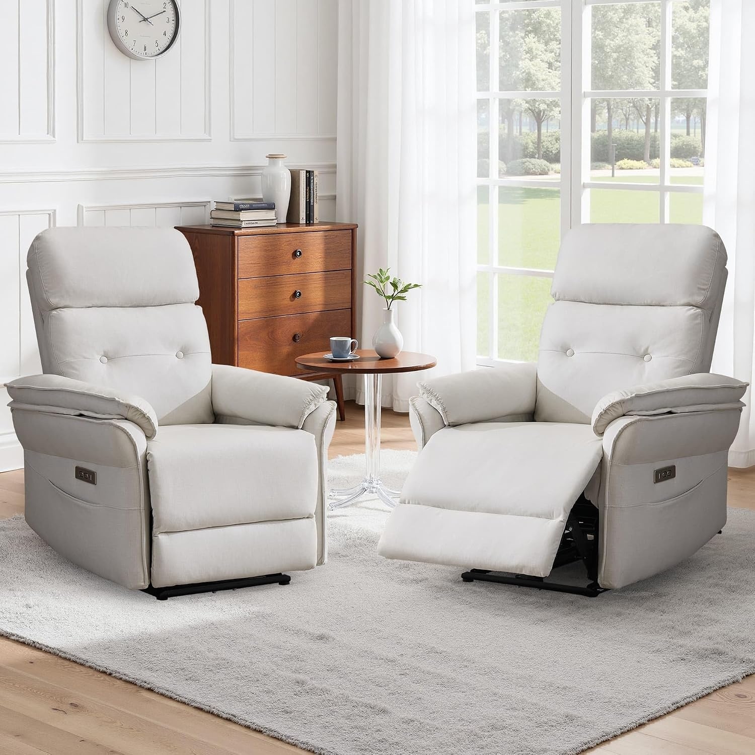 image:imageKorser Power Zero Gravity Recliner Chairs for Adults Wall Hugger RV Recliner with USB amp TypeC Charging Ports Electric Power Recliner Chair for Living Room Home Theater Seating BedroomBeige