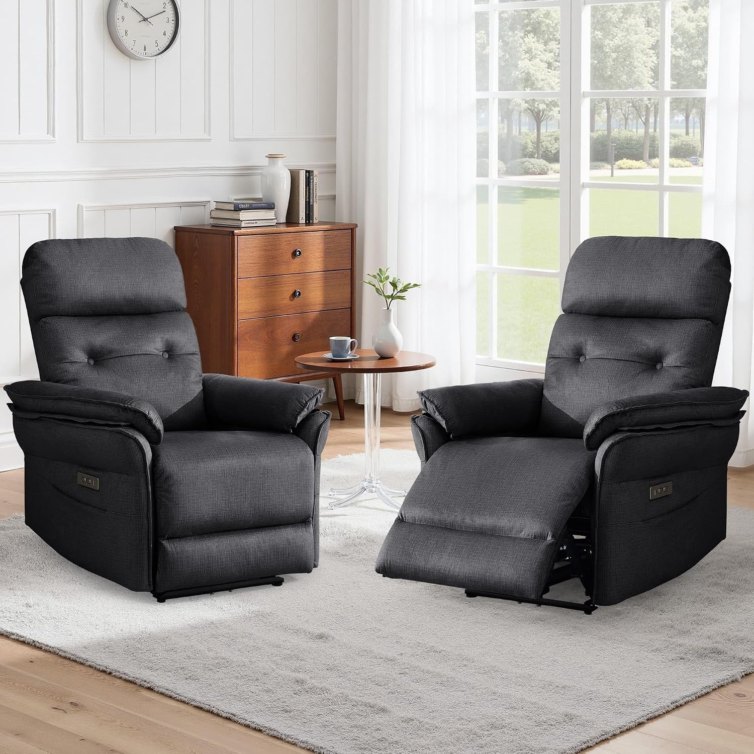 image:imageKorser Power Zero Gravity Recliner Chairs for Adults Wall Hugger RV Recliner with USB amp TypeC Charging Ports Electric Power Recliner Chair for Living Room Home Theater Seating BedroomGrey