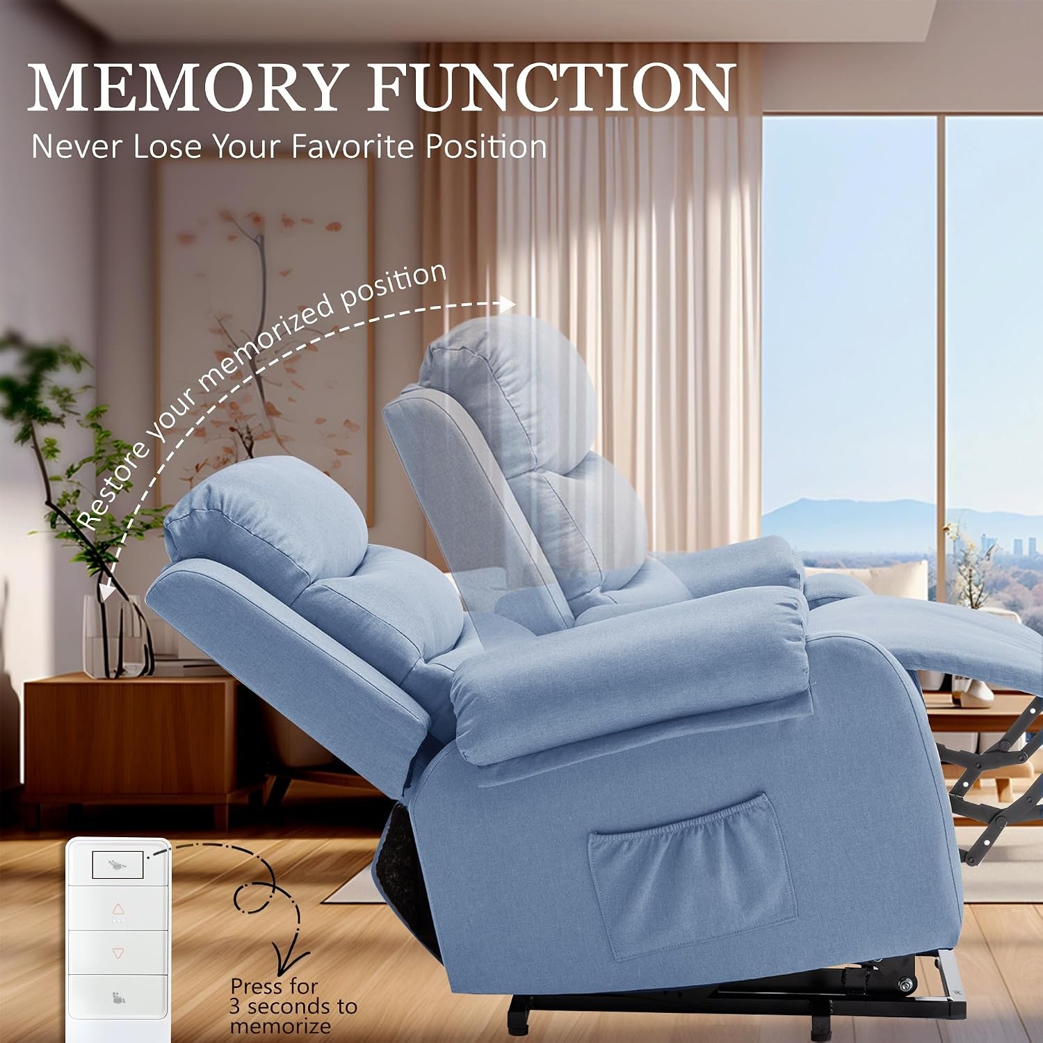 image:imageKorser Recliner Chair for Adults Power Lift Reclining Chair for Elderly Small Recliner with Assist for Seniors Electric Single Lift Sofa with Memory Function for Living Room Reading Room Blue