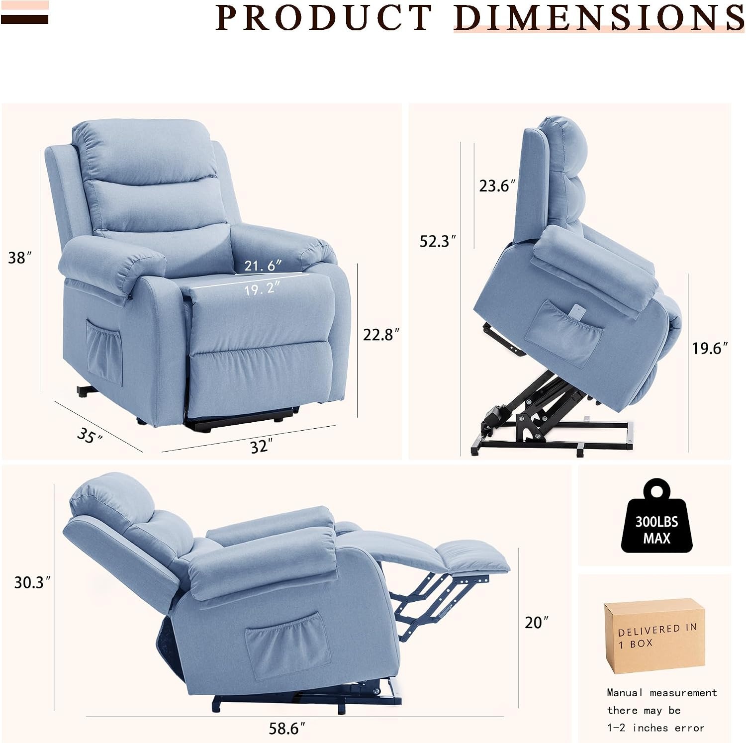 image:imageKorser Recliner Chair for Adults Power Lift Reclining Chair for Elderly Small Recliner with Assist for Seniors Electric Single Lift Sofa with Memory Function for Living Room Reading Room Blue