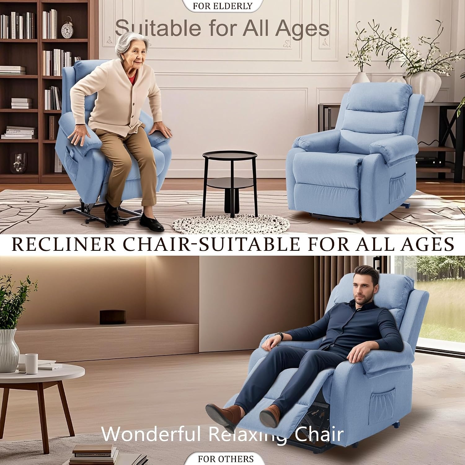 image:imageKorser Recliner Chair for Adults Power Lift Reclining Chair for Elderly Small Recliner with Assist for Seniors Electric Single Lift Sofa with Memory Function for Living Room Reading Room Blue