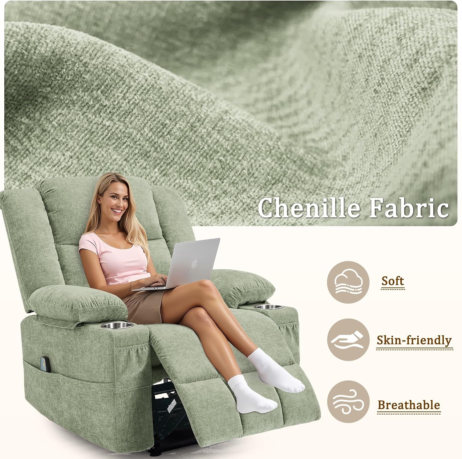 image:imageKorser Recliner Chair for Adults Wall Hugger RV Recliner with Massage and Heating ZeroGravity Recliners Electric Power Recliner Chair for Living Room Bedroom Home Theater Seating DarkgreyTurquoise
