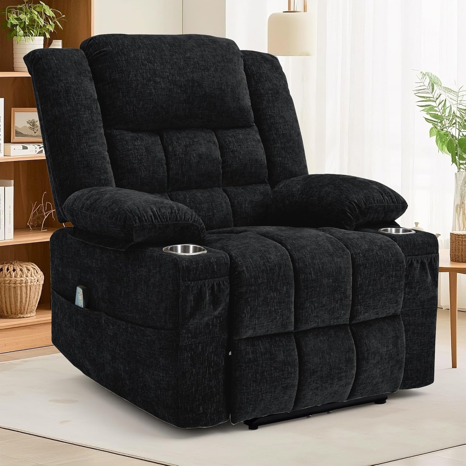 image:imageKorser Recliner Chair for Adults Wall Hugger RV Recliner with Massage and Heating ZeroGravity Recliners Electric Power Recliner Chair for Living Room Bedroom Home Theater Seating DarkgreyBlack