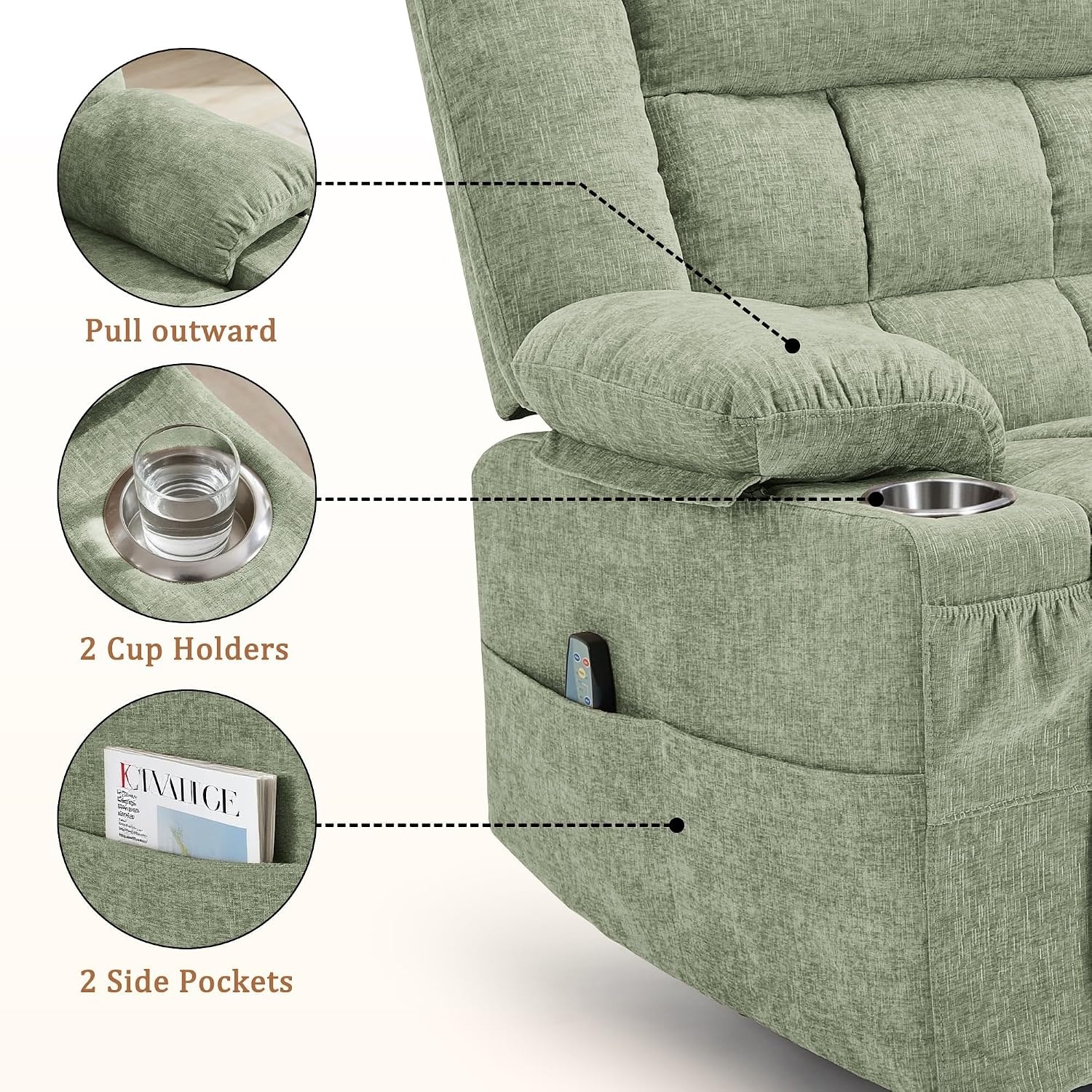 image:imageKorser Recliner Chair for Adults Wall Hugger RV Recliner with Massage and Heating ZeroGravity Recliners Electric Power Recliner Chair for Living Room Bedroom Home Theater Seating DarkgreyTurquoise