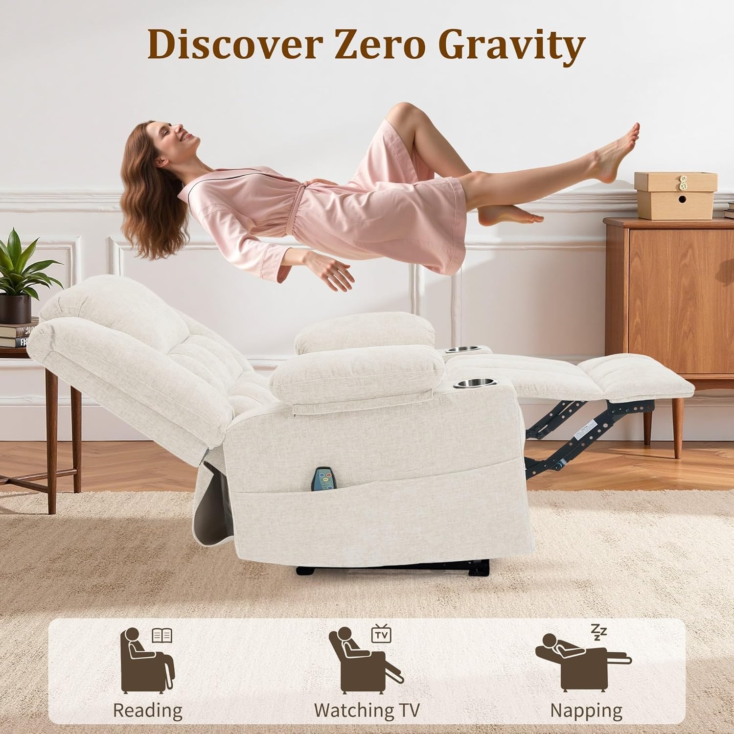 image:imageKorser Recliner Chair for Adults Wall Hugger RV Recliner with Massage and Heating ZeroGravity Recliners Electric Power Recliner Chair for Living Room Bedroom Home Theater Seating DarkgreyBeige