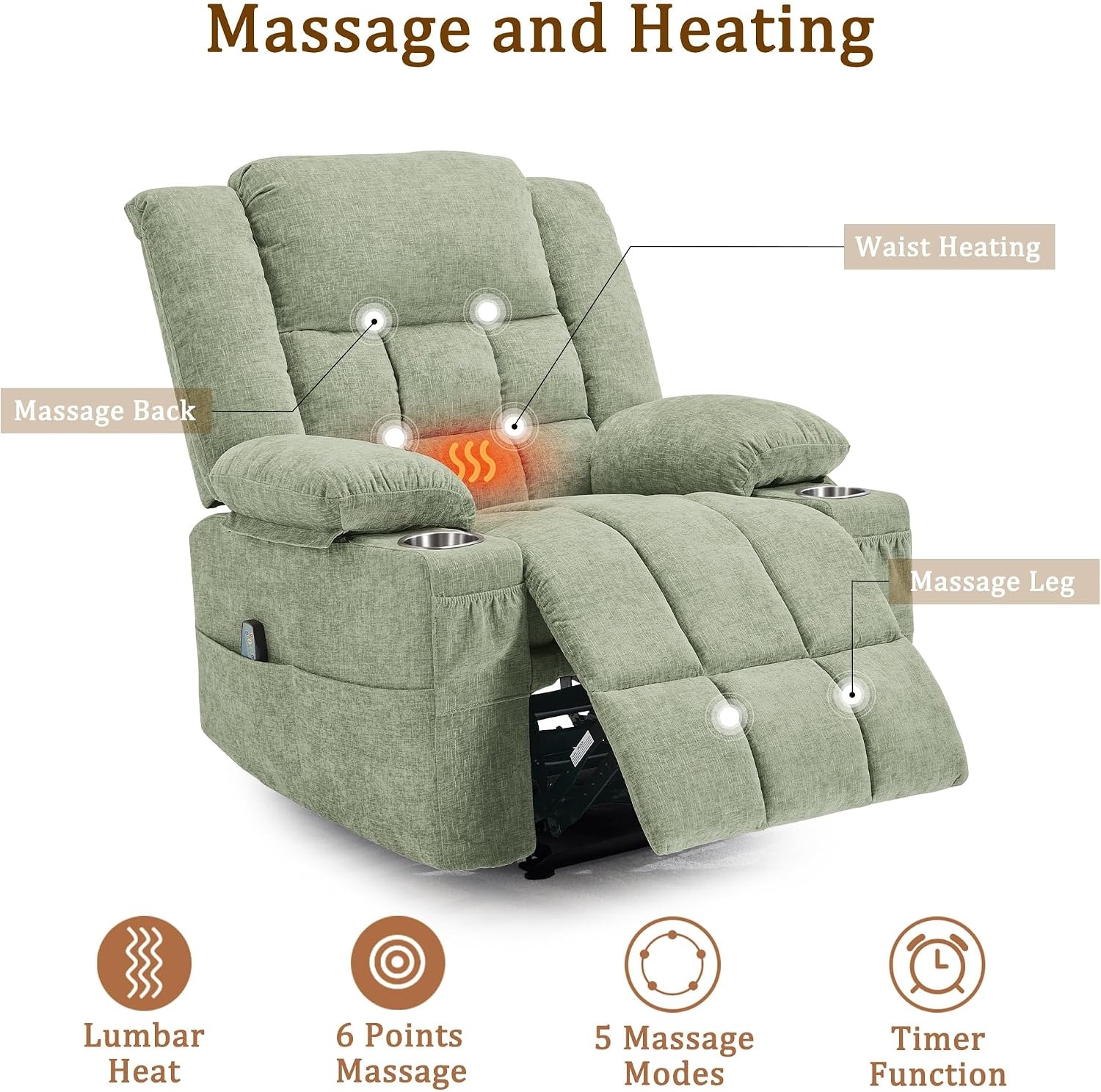 image:imageKorser Recliner Chair for Adults Wall Hugger RV Recliner with Massage and Heating ZeroGravity Recliners Electric Power Recliner Chair for Living Room Bedroom Home Theater Seating DarkgreyTurquoise